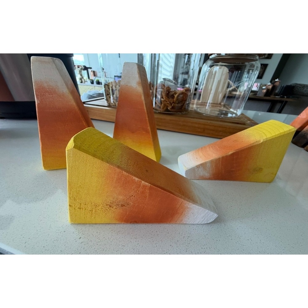 Handmade Wooden Candy Corn Blocks Fall Halloween Decor Set of 4 Rustic Farmhouse